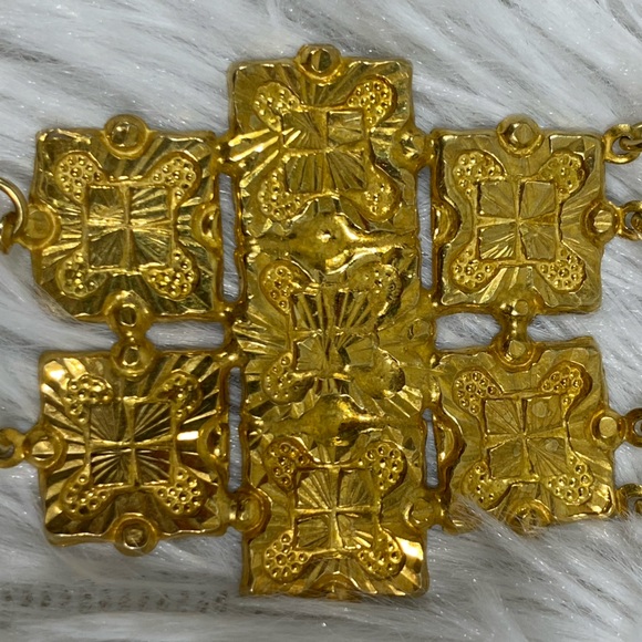 Vintage Gold Plated Sterling Silver Belly Dance Bracelet Rings Jewelry Cuff - Picture 7 of 12